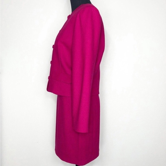 Women’s 2-Piece Raspberry Red Career Skirt Suit Set - Petites - Picture 4 of 8